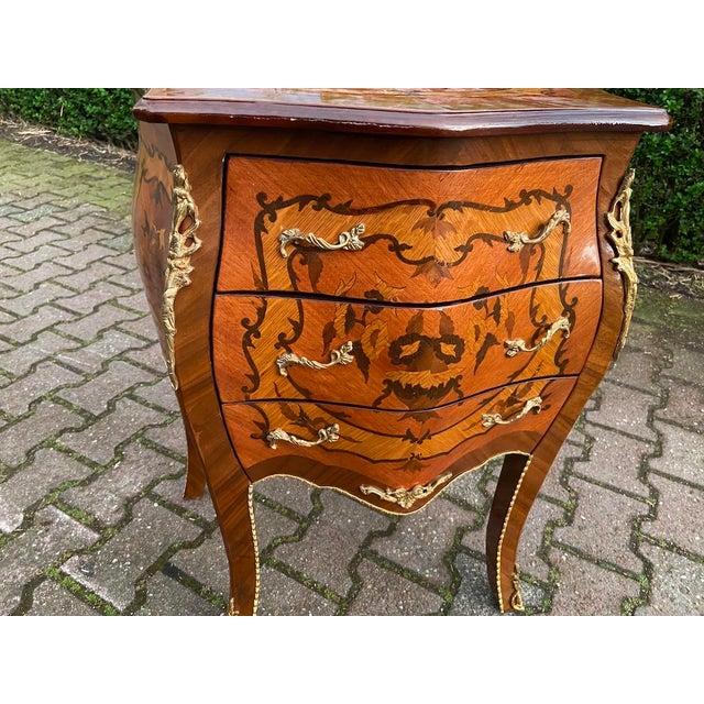 French 1960s French Louis XVI Mahogany Bronze Commode - 1 Pc For Sale - Image 3 of 14