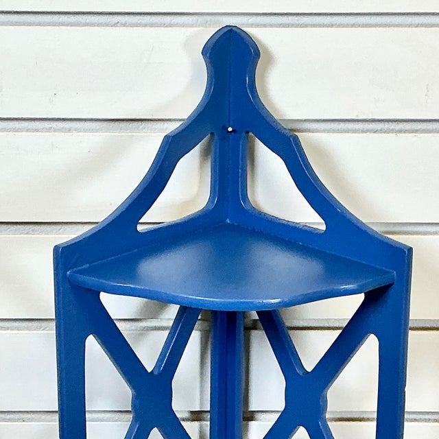 1960s Vintage Americana Boho Chic Folk Art 3-Tier Wall Mounted Corner Shelf For Sale - Image 11 of 13
