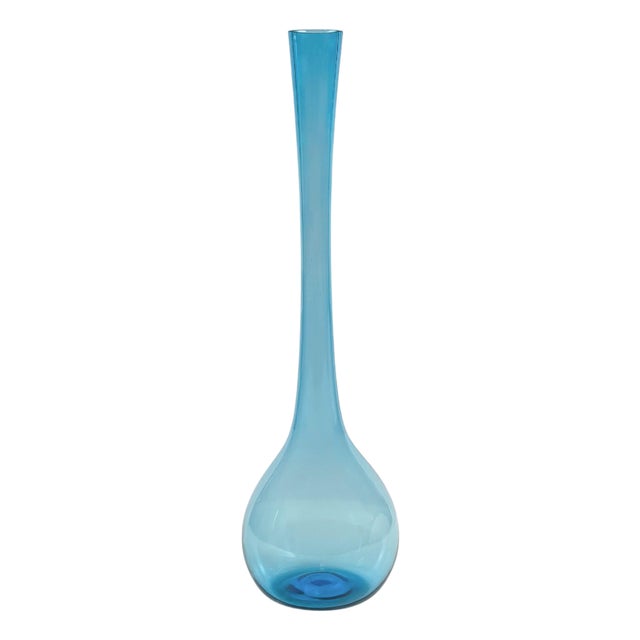 Mid-Century Pale Blue Glass Bottle Vase by Arthur Percy for Gullaskruf, Sweden, 1960s For Sale