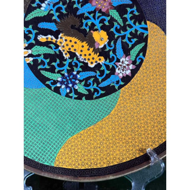 Rare Meiji Period Japanese Cloisonne Charger With Shishi, Circa 1880 For Sale - Image 9 of 9