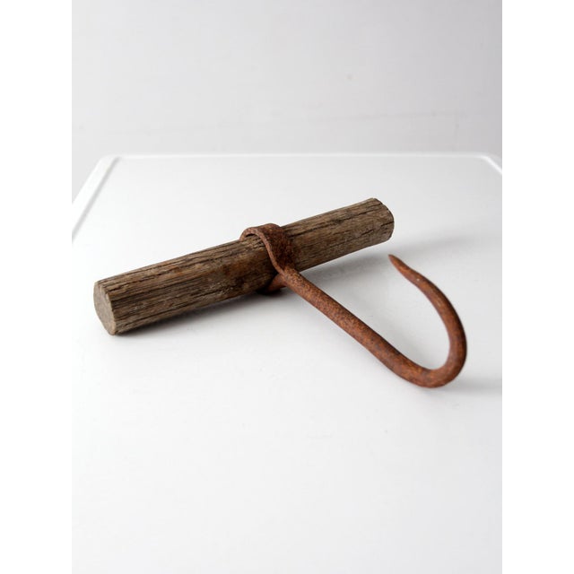 Antique Ice Hook With Wood Handle For Sale - Image 4 of 9
