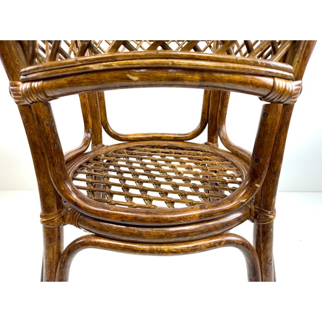 Vintage Coastal Rattan and Glass Top Side Table in the Style of McGuire For Sale - Image 10 of 10