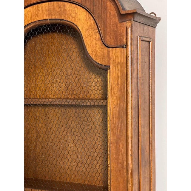 Italian Arch Top Hanging Wood Display Cabinet With Chicken Wire Door and Key, 20th C. For Sale - Image 12 of 16