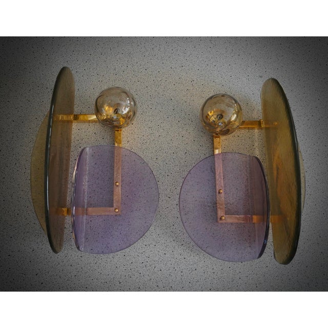 Art Deco Style Murano Glass and Brass Wall Sconce, 2000 For Sale - Image 10 of 10