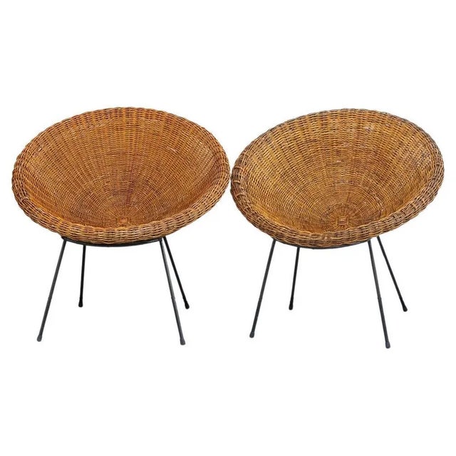 Wicker Seats with Iron Frame, 1950s For Sale - Image 9 of 9