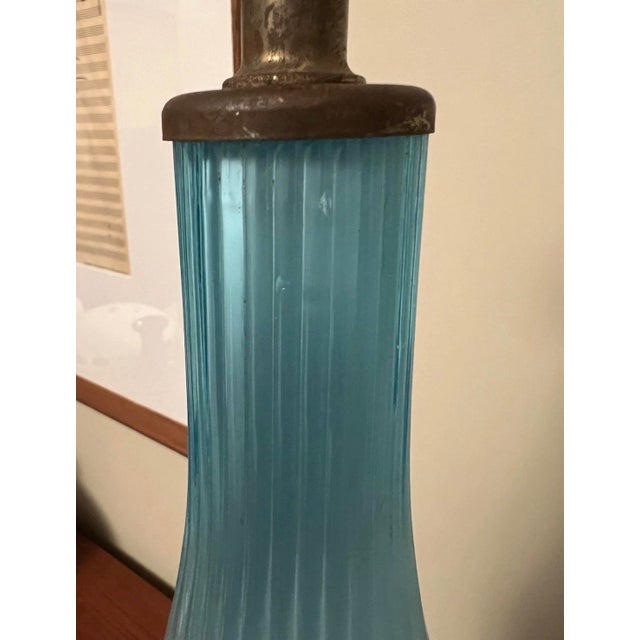 Vintage Murano Glass Lamps Barovier Taso Turquoise Blue Mid-Century Modern 1950s-60s For Sale - Image 11 of 12