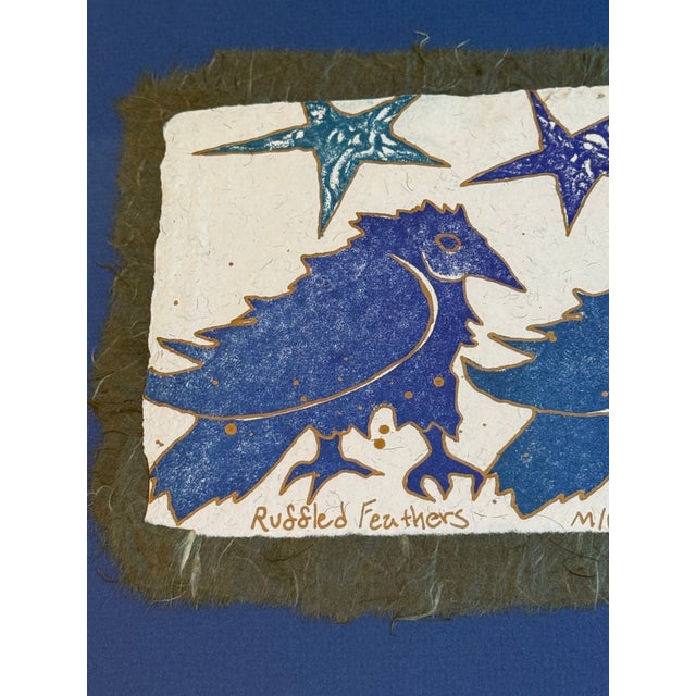 Laurel W. Carnahan Signed Monoprint Collograph "Ruffled Feathers" Framed For Sale - Image 6 of 12