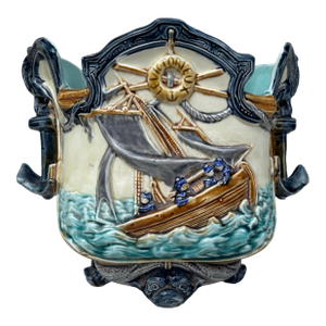 Majolica Nautical Cache Pot Onnaing, Circa 1880