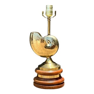 Vintage Brass Nautilus Shell Table Lamp For Sale