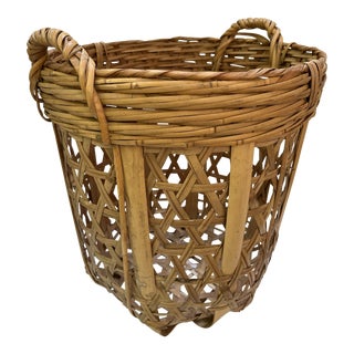 Vintage Split Reed Bamboo Basket For Sale