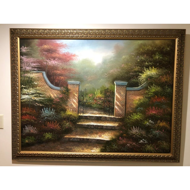 Late 20th Century Gates Opening Into Garden Large Painting For Sale In Cincinnati - Image 6 of 6