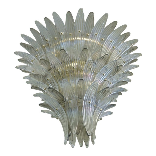 Clear and Smoky Palmette Chandelier For Sale
