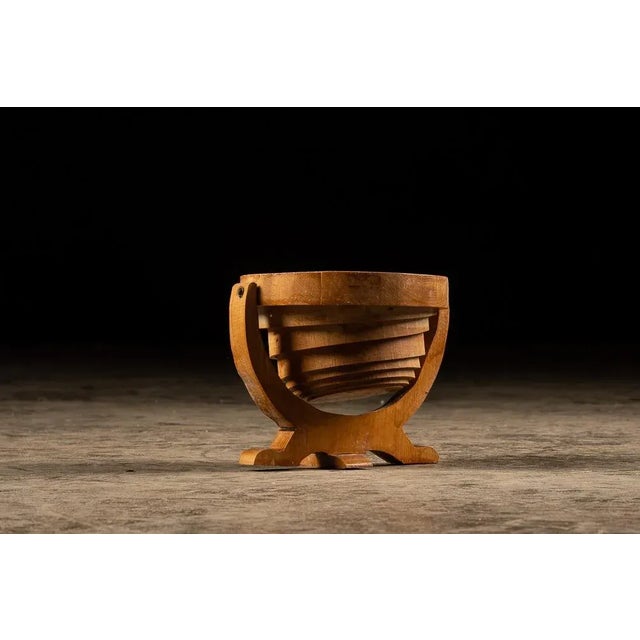 Brown Folk Art Wooden Spiral Cut Bowl For Sale - Image 8 of 8