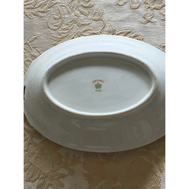 Antique Nippon Oval Hand Painted Candy Nut Dish For Sale - Image 6 of 7