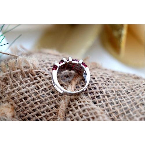 White Gold Ring with Four Bands of Diamonds For Sale - Image 3 of 7