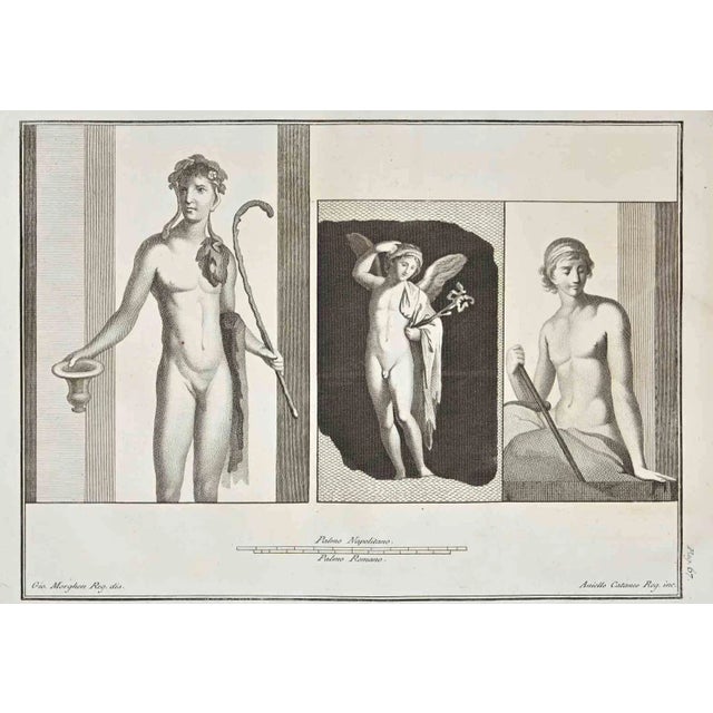 Giovanni Elia Morghen, Ancient Roman Fresco Herculaneum, Etching, 18th Century For Sale