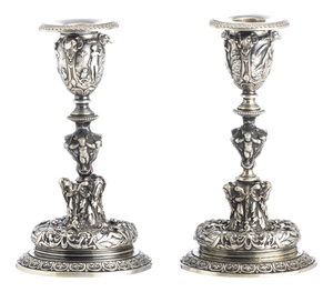 Silver-Plated Candlesticks, 19th Century, Set of 2