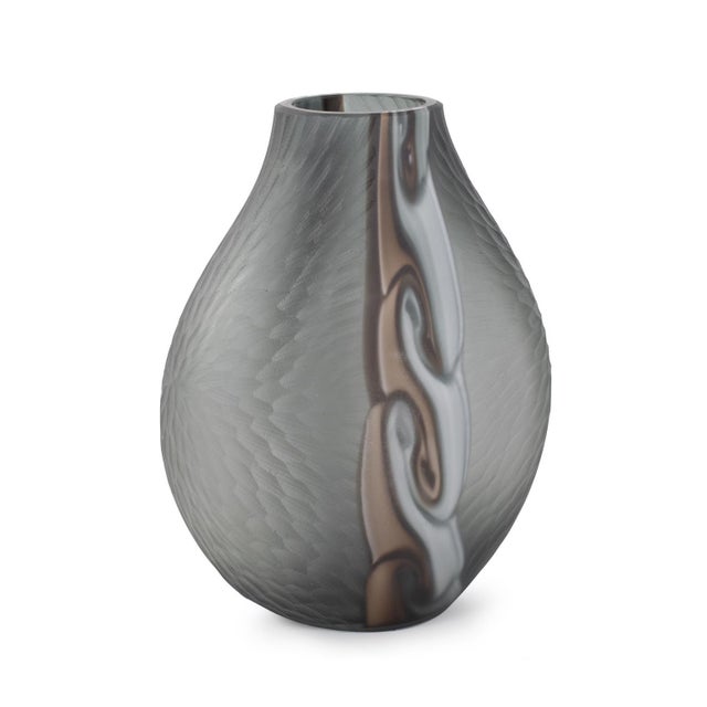 Gray Smooth Vibe Glass Vase- Short For Sale - Image 8 of 11
