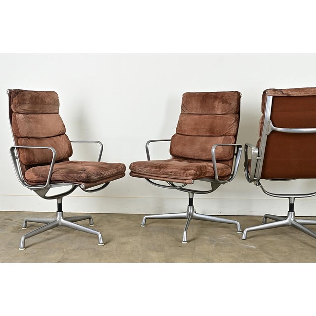 Vintage Eames Herman Miller Soft Pad Leather Armchairs - Set of 4 For Sale - Image 11 of 12
