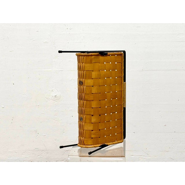 Mid-Century Magazine Rack in Woven Wood and Metal, 1960s For Sale - Image 9 of 14