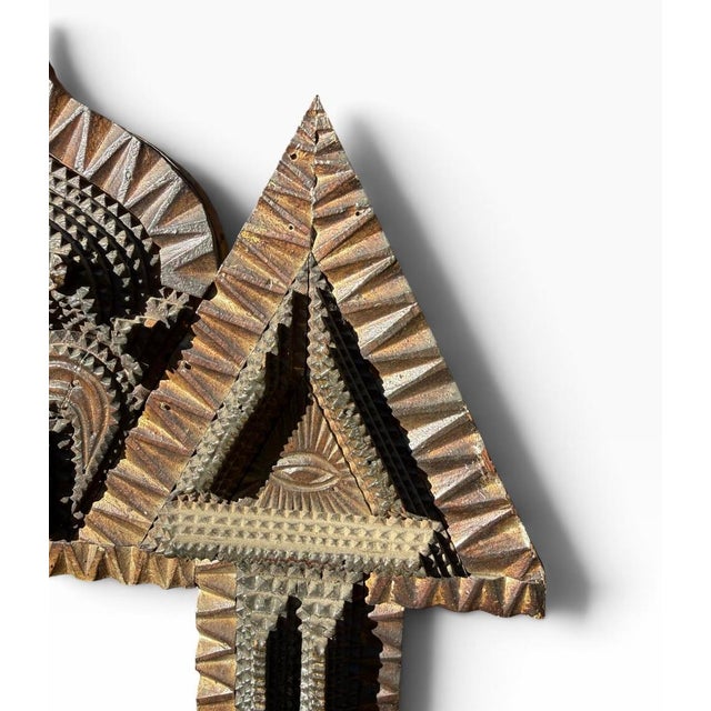 Late 19th Century Black & Gilt Gothic Revival Tramp Art Frame With Masonic Eyes, C. 1880–1900 For Sale - Image 5 of 13