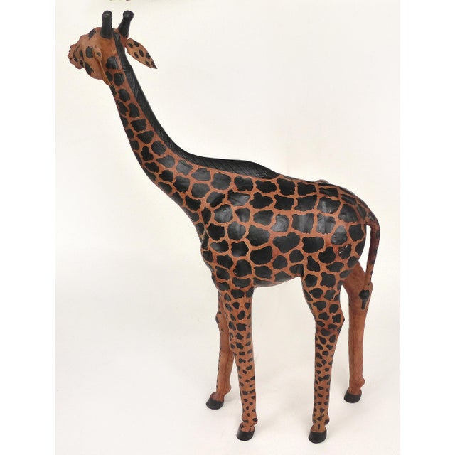 4 Foot Tall Leather Giraffe Sculpture | Chairish