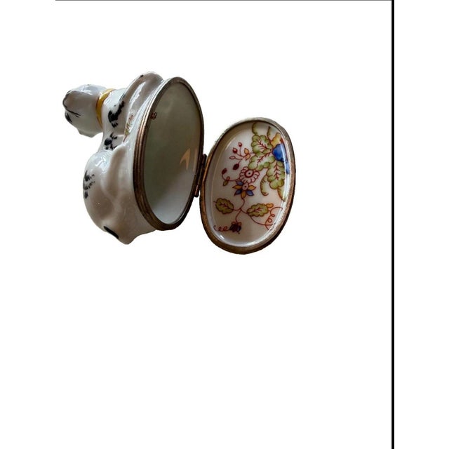 Ceramic Mid 20th Century Pair Manufacture Royale De Limoges Hand-Painted Pug Trinket Boxes For Sale - Image 7 of 7