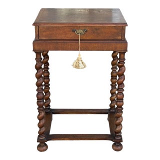 Antique Barley Twist Night Stand or Side Table For Sale
