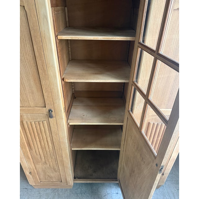 Wood Large Art Deco Asymmetrical Oak Wardrobe, 1920s For Sale - Image 7 of 18