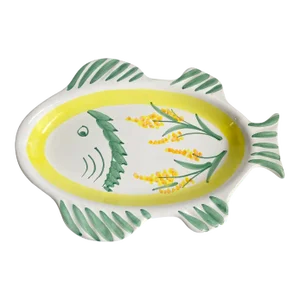 Vintage Italian Pottery Caleca Fabio Fish Plate Hand Painted Decorative Dish Signed