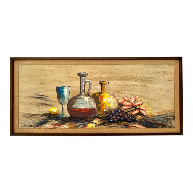 MCM Original Signed Framed Impasto Still Life Painting on Board by Vanlowe For Sale