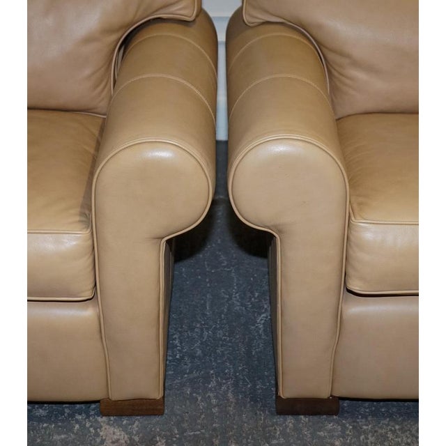 2000 - 2009 Latte Brown Leather Armchairs from Multiyork England, Set of 2 For Sale - Image 5 of 18