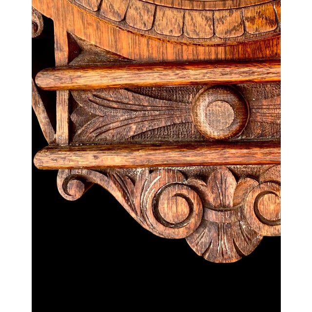 Antique English Carved Oak Wall Hanging Barometer For Sale - Image 14 of 17