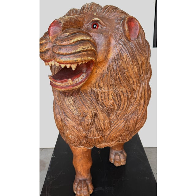 20th Century Carved & Polychromed Carousel Lion, Style of Dentzel For Sale - Image 11 of 17