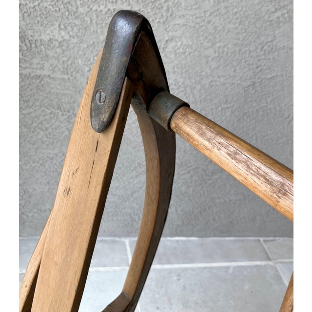 Circa 1920 Solid Hickory Wood & Metal Transport Sled With Moveable Pull Handle For Sale - Image 16 of 18