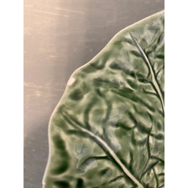 Ceramic Vintage Bordallo Pinheiro Cabbage Leaf Serving Bowl For Sale - Image 7 of 10