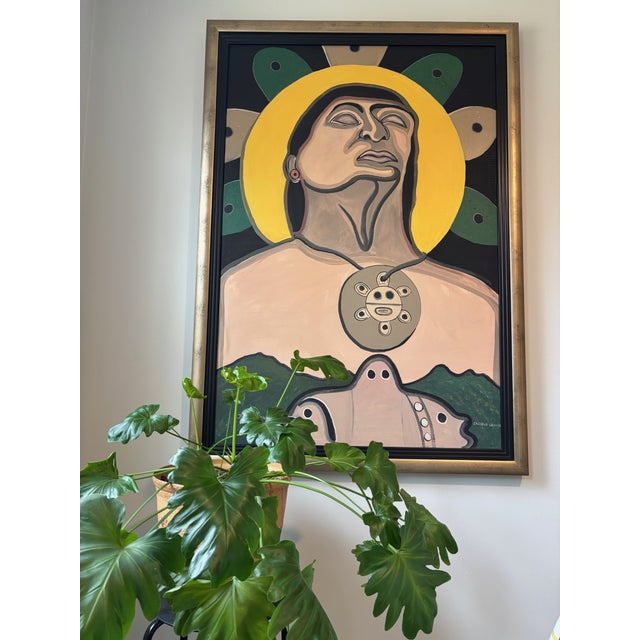 A striking and culturally rich original oil painting by Puerto Rican artist Victor Bodón Cotto, titled “Cacique Jayuya”...