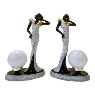 Vintageour Girls Figurine Table Lamps - a Pair For Sale