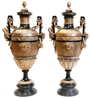 Bronze Classical Urns Grecian Amphora Barbedienne, Set of 2