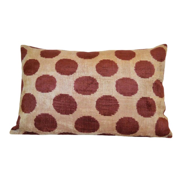 Silk Uzbek Ikat Velvet Hand Made Pillow Cushion For Sale