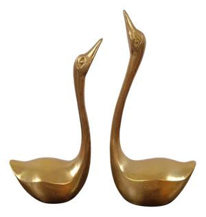 Brass Swans Figurines, 1960s, Set of 2
