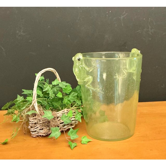 Vintage Lucite Translucent Green Tree Frog Ice Bucket Wine Cooler For Sale - Image 10 of 12