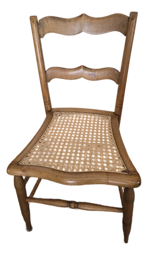 Antique Maple Ladderback Chair With Cane Seat, Late 19th Century