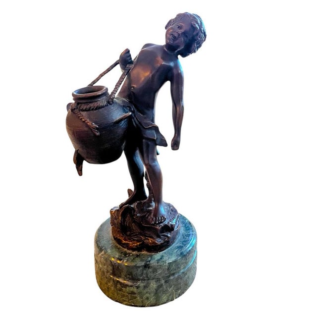 Auguste Moreau Late 20th Century French Style Bronze Putti Trio After Auguste Moreau, Marble Bases For Sale - Image 4 of 11