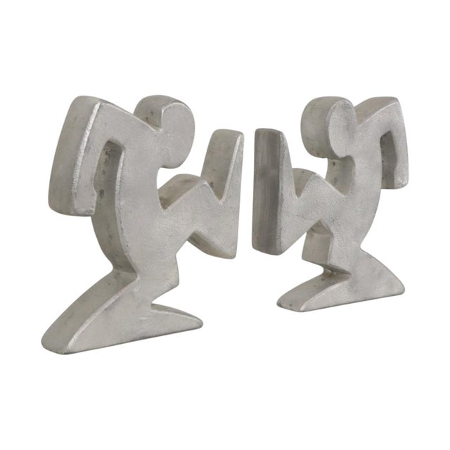 Metal La Linea Bookends by Osvaldo Cavandoli, 1970s, Set of 2 For Sale - Image 3 of 16