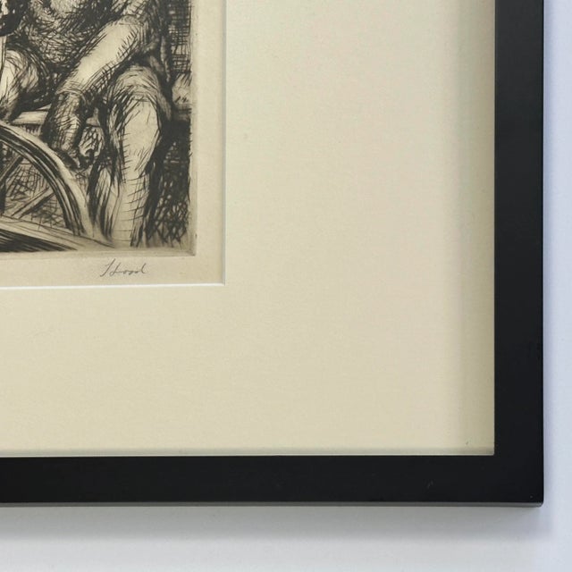 Figurative Richard Hood Wpa Expressionist Portrait of Three Men, Signed (Etching, 1935)/Black Art For Sale - Image 3 of 5