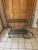 Chrome Italian Faux Bamboo Mid Century Modern MCM Smoked Glass Bar Cart. Top and bottom smoked glass panels surface area...