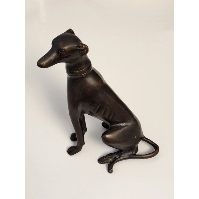 Late 20th Century Bronze Italian Greyhound Whippet Pinscher Dog Statue Figurine For Sale - Image 13 of 13