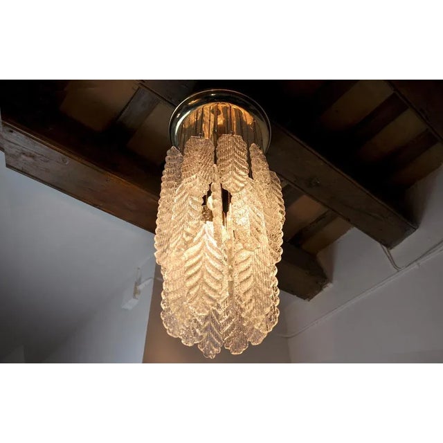AVMazzega Murano Glass Leaf Chandelier from Mazzega, Italy, 1970s For Sale - Image 4 of 8