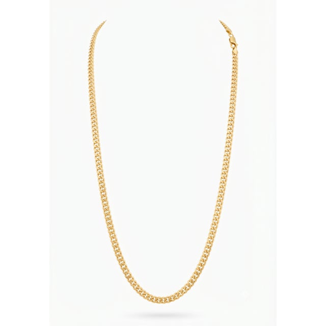 Gold Vintage 24k Solid Yellow Gold Curb Link Chain, 79.1 Gm , 24" Long Made in Turkey For Sale - Image 8 of 8